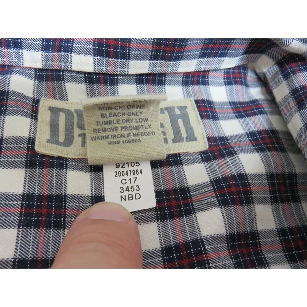 Mens Duluth Trading Long Sleeve Button Front Plaid Shirt Size M Plaid Blue White